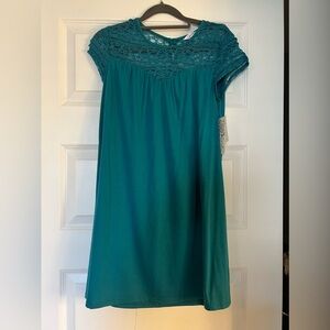 Speechless, Teal Dress with Lace Neckline